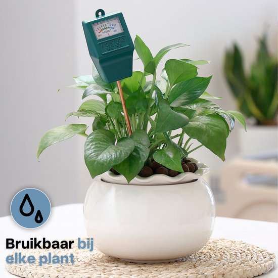 Groene vochtmeter in een plant. "Bruikbaar bij elke plant"