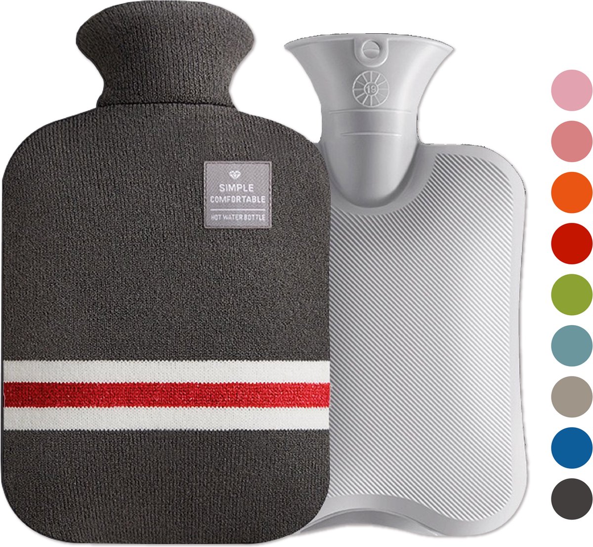 Goedkoopste Colorful Sun® Kruik met Hoes 2L – Warmwaterkruik met Zachte Gebreide Hoes – Warm & Koud Gebruik – Nek-, Rug- & Buikverwarmer – Huidvriendelijk & Comfortabel – Voor in Bed & Overdag – Ideaal Cadeau – Donkergrijs