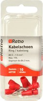 Ratio® Kabelschoen Ring/kabeloog 0,5-1,5mm² - ?4mm - Rood - 10st in blister