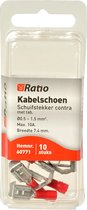 Ratio® Kabelschoen Schuifstekker contra met tab 0,5-1,5mm² - Rood - 10st op blister