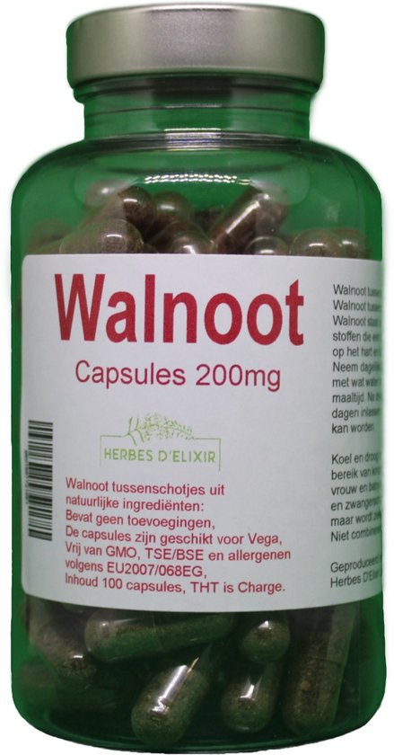 Herbes D'elixir Walnoot capsules - 200mg per capsules - 100 Stuks - 100% Natuurlijk - Vegan