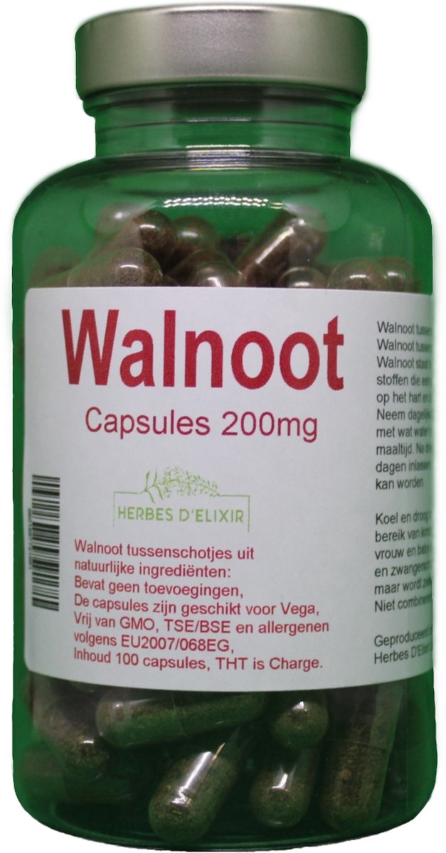 Goedkoopste Herbes D'elixir Walnoot capsules - 200mg per capsules - 100 Stuks - 100 Natuurlijk - Vegan