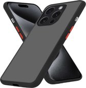 Cadorabo Hoesje geschikt voor Apple iPhone 15 PRO in MATT ZWART - Hybride beschermhoes met TPU siliconen Case Cover binnenkant en matte plastic achterkant