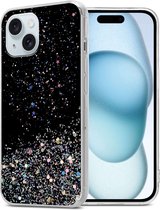 Cadorabo Hoesje geschikt voor Apple iPhone 15 PLUS in Zwart met Glitter - Beschermhoes van flexibel TPU silicone met fonkelende glitters Case Cover Etui