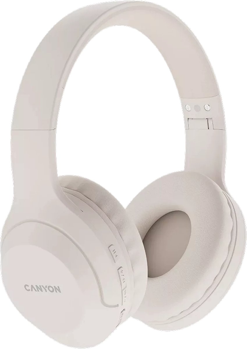 Canyon BTHS-3 Serie - Draadloze Over-Ear Koptelefoon - Bluetooth 5.1 - Opvouwbaar Ontwerp - 15 Uur Batterijduur - Beige