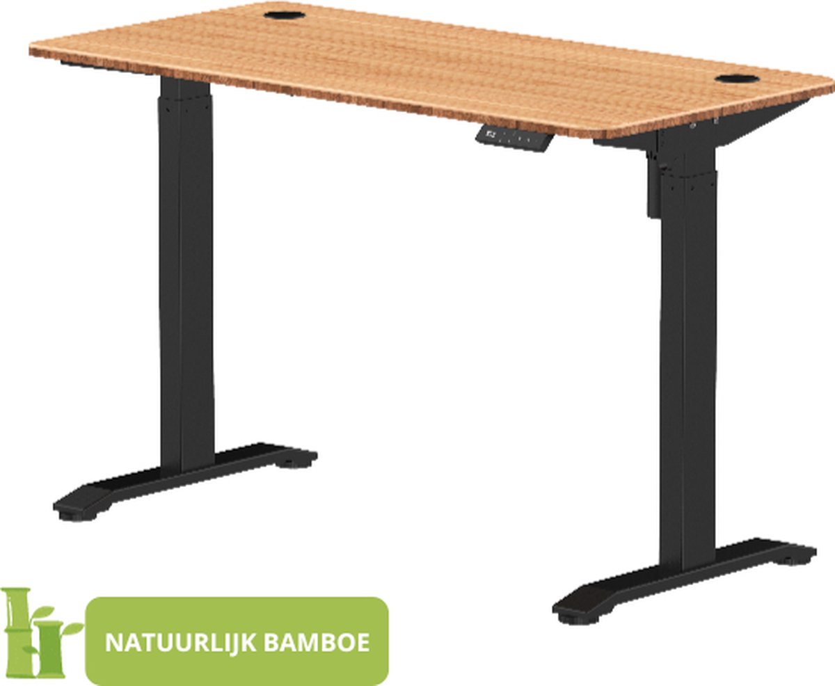 Zit Sta Bureau Elektrisch verstelbaar | 120x60 | zwart - bamboe | met geheugenfunctie | 72-117