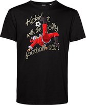 T-shirt kind Kickin' It With Santa | Foute Kersttrui Dames Heren | Kerstcadeau | Kerstpakket | Zwart | maat 68