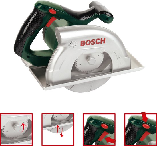 Klein Toys Bosch cirkelzaag - 23x16x14,5 cm - incl. een zaagblad dat ronddraait, licht- en geluidseffecten - groen - Klein