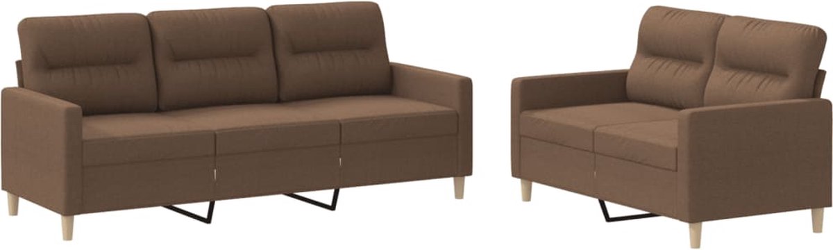 vidaXL - 2-delige - Loungeset - met - kussens - stof - bruin