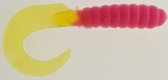 5x Twister enkel 7,5cm - 3 inch in de kleur pink with chartreuse tail