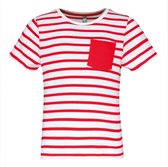 T-shirt Enfant 12/14 A (12/14 ans) Kariban Col rond Manche courte Rayure White / Rouge 100% Katoen