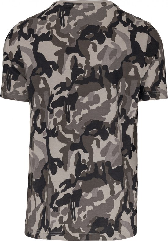 T-shirt Heren XXL Kariban Ronde hals Korte mouw Grey Camouflage 100% Katoen