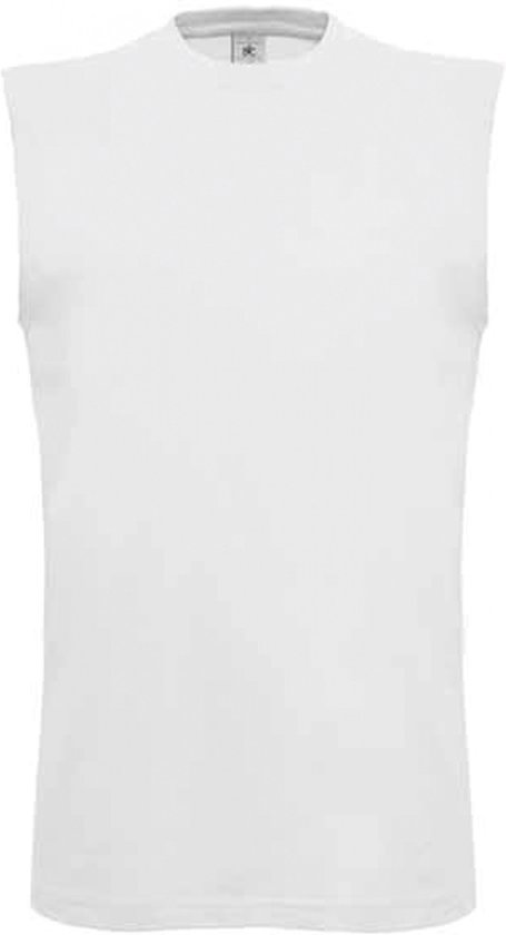 Tank Top Heren M B&C Ronde hals Mouwloos White 100% Katoen