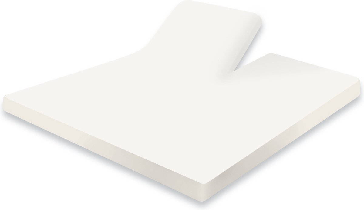 Eleganzzz Splittopper Hoeslaken Jersey Stretch - Ivoor - Hoeslaken 160x200cm - 100% Katoen - Split Enkel - Single Split Topper - Hoeslakens - Tweepersoons