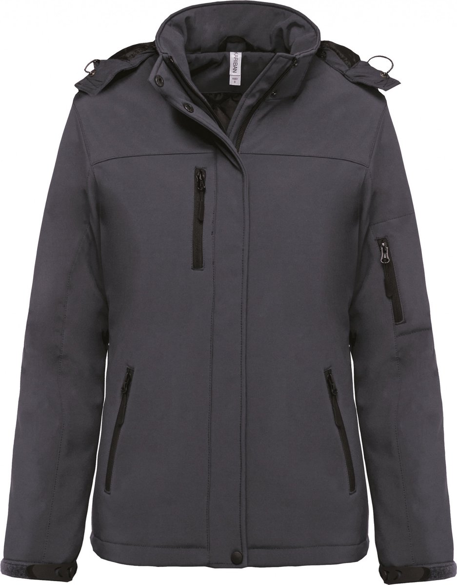 Kariban Gewatteerde softshell damesparka met capuchon K651 Titanium