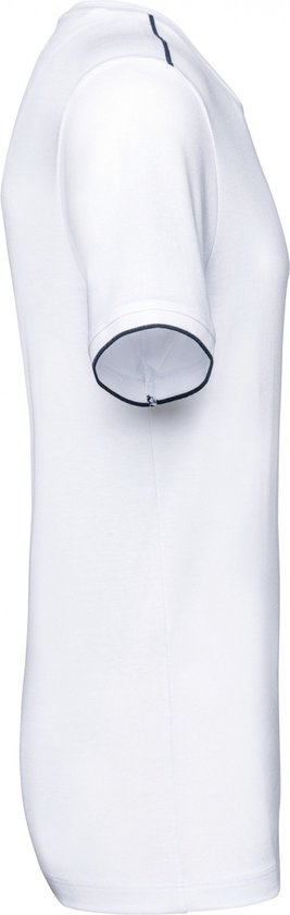 T-shirt Heren XXL WK. Designed To Work Ronde hals Korte mouw White / Navy 65% Polyester, 35% Katoen