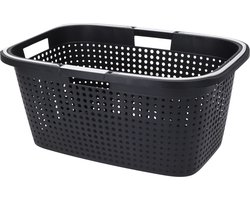 Excellent Houseware Wasmand - antraciet grijs - 38L - kunststof - 60 x 40 x 26 cm