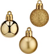 Arte R Mini kerstballen - 20x stuks - goud - kunststof - 3 cm - mat/glitter/glans