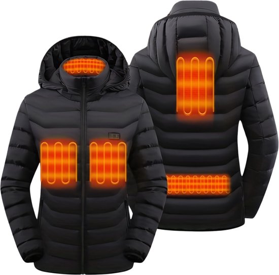 Verwarmde Jas Voor Heren, USB Elektrische Verwarmingsjas Met 3 Temperatuurniveaus, 5 Verwarmingszones Warme Verwarmde Hoodie,zwart,XXL