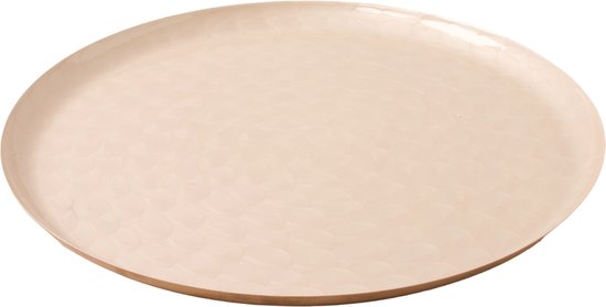 WinQ!-Off White kleurige Plateau (d: 50cm) met wit Kiezelsteen motief aan de binnenkant- decoratieschaal 50cm -schaal voor kaarsen
