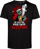 T-shirt kind Monster Santa | Foute Kersttrui Dames Heren | Kerstcadeau | Kerstpakket | Zwart | maat 164