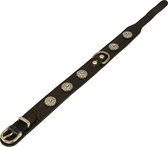Dutchiz Fortuna Black Crocodile Leather Luxe Leren Halsband belegd met zilveren stenen voor de hond maat S 48 cm in NL handgemaakt