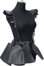 BDSM Bondage bodysuit met rok - Harnas jurk - Bretels - Erotische kleding - Gespsluitingen - Verstelbaar - Leder - Open kruis