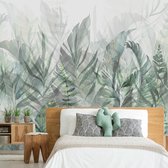 Fotobehangkoning - Behang - Vliesbehang - Fotobehang Groene Bladeren - Jungle - Botanisch - 300 x 210 cm