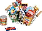 Panier de courses en métal rempli de produits allemands I Avec boîtes et boîtes pour la boutique I Jouets pour enfants à partir de 3 ans