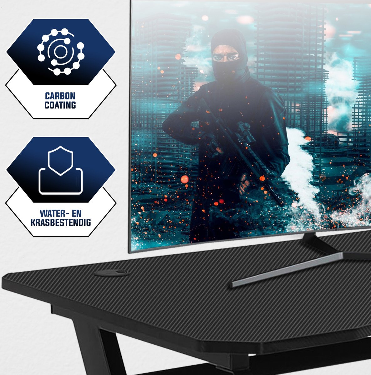 Bayt Game Bureau - Gaming Bureau - Gaming desk - Computer Tafel - 105 x 55 x 75 cm - Zwart thumbnail 3