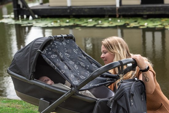 Dooky Universal Cover Zonnedoek Kinderwagen - Romantic Leaves Black