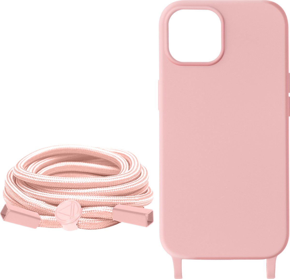Avizar Koordhoesje Geschikt voor iPhone 15 Plus Soft-Touch, Corda-serie, Lichtroze
