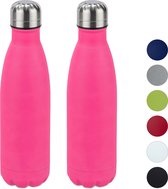 relaxdays 2 x Thermosfles - drinkfles - thermosbeker isolerend - isoleerfles - 0,5 l roze