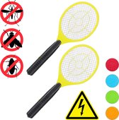Relaxdays 2x elektrische vliegenmepper - tegen muggen, insecten & vliegen - geel