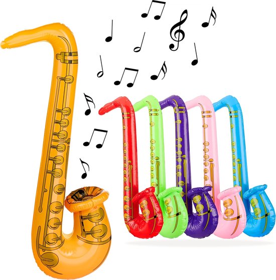 relaxdays Opblaasbare saxofoon - opblaasbare muziekinstrumenten - speelgoed instrument