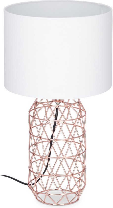 Relaxdays tafellamp gaas - nachtlampje vintage - E27 fitting -  sfeerverlichting rosé-goud | bol.com