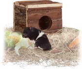 relaxdays knaagdierhuis van hout - hamsterhuis - muizen huisje - natuurhout - cavia huis