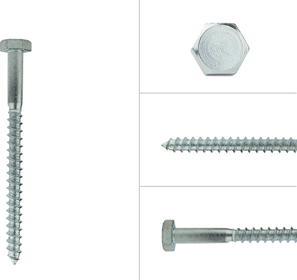 Houtdraadbouten Verzinkt M10 x 130 mm | Doos 50 stuks