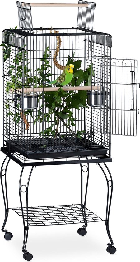 cage à oiseaux relaxdays - volière à oiseaux - roues - siège libre - cage à  perruche 