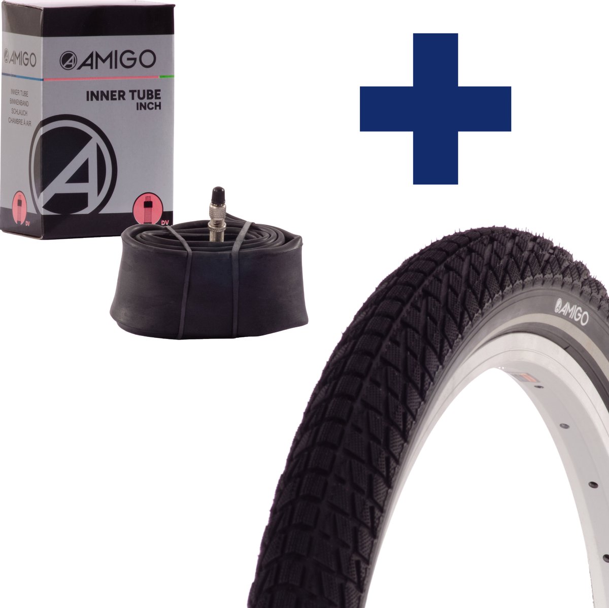 AMIGO Binnenband & Buitenband 20 Inch - ETRTO 50-406 - Dunlopventiel - Zwart