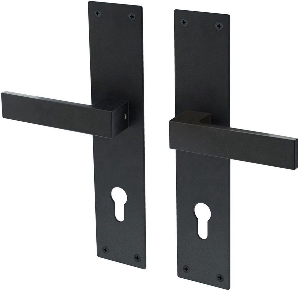Deurkruk Lavuzo Trapini Zwart | Deurklink op schild PC72 | Per set | Deurkruk