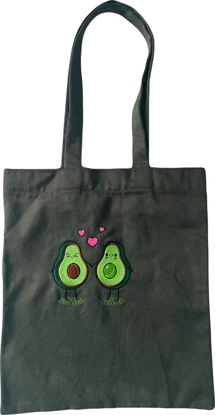 Shopper tas voor Dames Groen met geborduurd Avocado