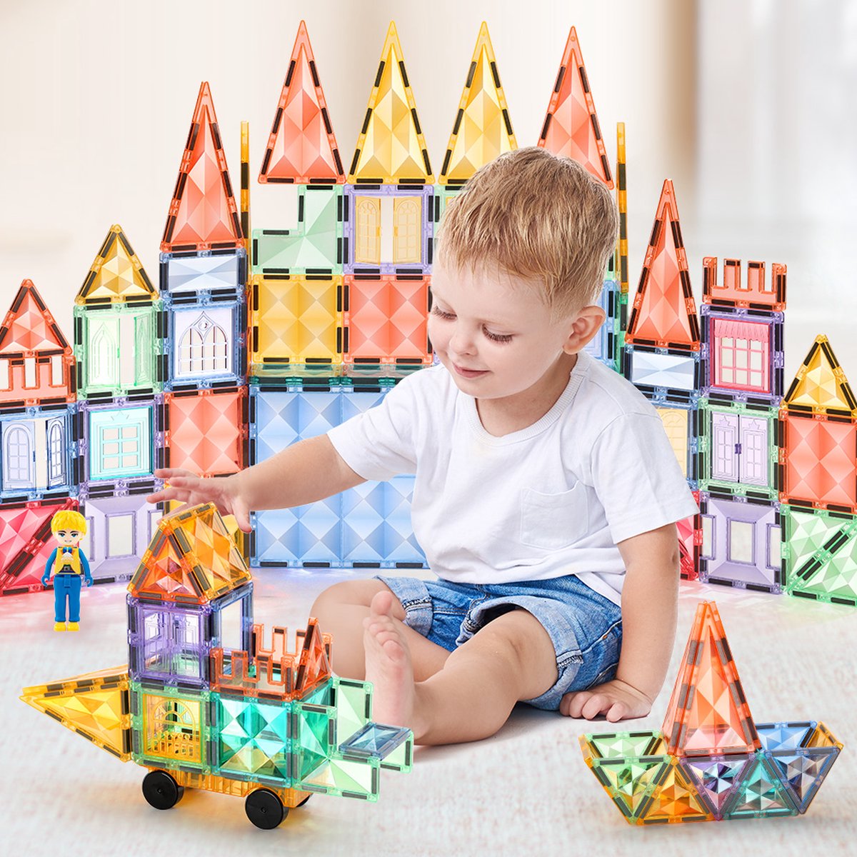 Magnetisch speelgoed | 70 st - Bouwspeelgoed | Kinderen | Magnetische tegels | Montessori speelgoed | Magnetic tiles | Goodish