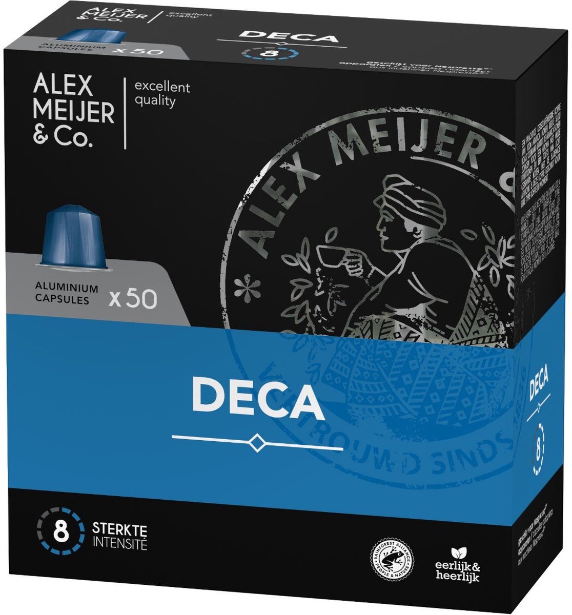 Goedkoopste Alex Meijer Deca Koffie – 50 Nespresso Compatible Cups | Cafeïnevrij | Intens & Vol van Smaak
