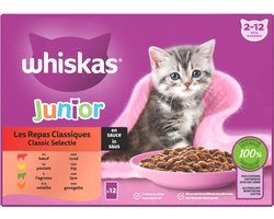 2x Whiskas Classic Junior - Kattenvoer Natvoer - Selectie in saus - maaltijdzakjes 12 x 85g