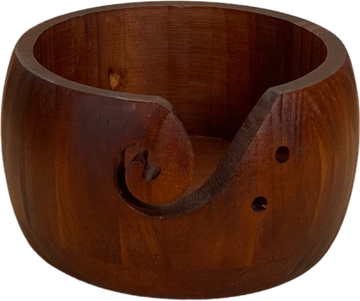 Haked Garenkom Yarn bowl hout donker bruin - 