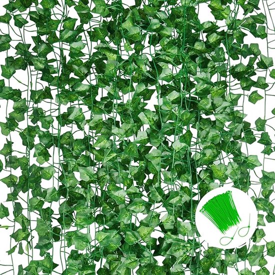 ANBOWEI Lvy Kunstslinger 12 Stuks Nep-klimop 90 Voet Groene ANBOWEI Lvy Kunstslinger 12 Stuks Nep-klimop 90 Voet Groene