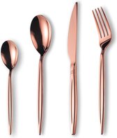 Bol.com Bestekset van 24 stuks titanium roségoud verguld roestvrij staal rosé goud koperen bestekset servies voor 6 personen aanbieding