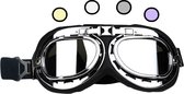 CRG Motorbril Chrome- Retro Motorbril voor Heren - Vintage Motorbrillen- Zilver Reflectie