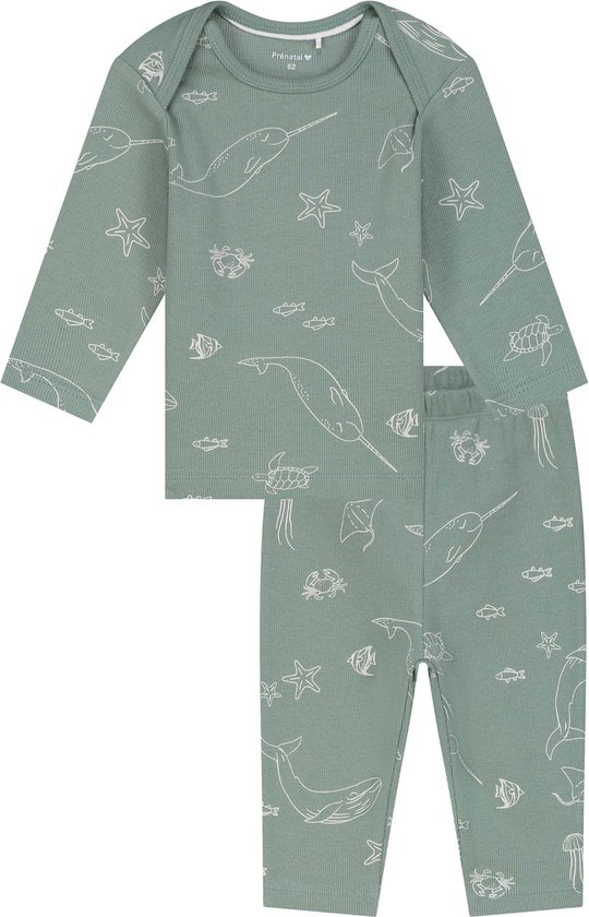 Prénatal baby pyjama onderwater rib - Jongens - Midgreen